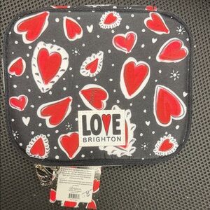 Brighton Black Cosmetic Case with Red Heart Motif